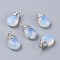 Opalite Pendants, with Platinum Plated Brass Wire, Teardrop, 24~30x13~16x8mm, Hole: 3x3.5mm