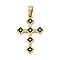 Ion Plating(IP) 304 Stainless Steel Enamel Rhinestone Pendants, Cross Charms, Real 18K Gold Plated, 31.5x20.5x2.5mm, Hole: 6x4mm