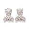 Tarnish Resistant 304 Stainless Steel Links, Mermaid Tail Shape, Stainless Steel Color, 22x15x1.5mm, Hole: 1.8mm