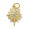 Brass Micro Pave Cubic Zirconia Pendants, Cadmium Free & Nickel Free & Lead Free, Star Charms, with Jump Ring, Real 18K Gold Plated, 15x11x2mm, Hole: 3.5mm