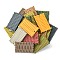 Acrylic Pendants, Imitation Woven Rattan Pattern, Rectangle, Mixed Color, 48.5x29~30x4mm, Hole: 2mm