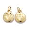 Rack Plating Real 18K Gold Plated Brass Pendants, with Jump Rings, Long-Lasting Plated, Lead Free & Cadmium Free, Heart, Golden, 16x12.5x2.5mm, Jump Ring: 6x0.5mm, 4.5mm Inner Diameter