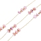 Ion Plating(IP) 316 Surgical Stainless Steel Paperclip Chains, with Natural Shell Beads, Flat Round, Real 18K Gold Plated, Unwelded, Pearl Pink, 1.5x0.5x0.1mm
