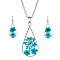 Teardrop Alloy Plastic Pendant Necklaces & Dangle Earrings Sets, with Dried Flower inside, Dark Turquoise, 450mm
