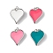 Eco-Friendly Rack Plating Brass Enamel Pendants, Lead Free & Cadmium Free, Long-Lasting Plated, Heart Charm, Platinum, Mixed Color, 16.5x14x5mm, Hole: 3.5mm