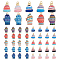 40Pcs 10 Style Printed Alloy Pendants, Lead Free & Cadmium Free & Nickel Free, Gloves & Hat, Mixed Color, 18~19.5x11.5~12.5x2.5~3mm, Hole: 1.8mm, 4pcs/style
