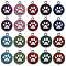 20Pcs 10 Colors Enamel Charms, with Platinum Plated Alloy Findings and Glitter Powder, Flat Round with Dog Paw Prints, Mixed Color, 23x19x2.1mm, Hole: 2.1mm, 2pcs/color