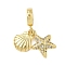 Brass Micro Pave Clear Cubic Zirconia Fold Over Clasps, Cadmium Free & Lead Free, Shell Shape with Starfish, Real 18K Gold Plated, 24.5mm