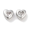 Brass Micro Pave Cubic Zirconia Beads, Cadmium Free & Nickel Free & Lead Free, Platinum, Heart, Clear, 5.5x5.5x3.5mm, Hole: 1mm