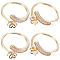 Beebeecraft 1 Box 4Pcs Adjustable Finger Ring Blank Bases 14K Gold Plated Cubic Zirconia Flower Rings Setting for Half Drilled Bead Ring for DIY Jewelry Making