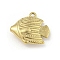Ion Plating(IP) 304 Stainless Steel Pendants, Fish Charm, Real 18K Gold Plated, 16.5x17x6mm, Hole: 1.5mm