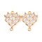 Brass Pave Clear Cubic Zirconia Connector Charms, Cadmium Free & Nickel Free & Lead Free, Heart Links, Real 18K Gold Plated, 20x16x4mm, Hole: 1.2mm