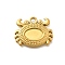 304 Stainless Steel Pendant Cabochon Settings, Ion Plating(IP), Crab, Real 18K Gold Plated, Tray: 4.5mm, 31.5x13x2.5mm, Hole: 2.5mm