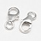 925 Sterling Silver Lobster Claw Clasps, with Jump Rings, Silver, 8x5x2.5mm, Hole: 2mm, about 69pcs/20g