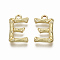 Alloy Pendants, Cadmium Free & Nickel Free & Lead Free, Bamboo Initial Letter, Real 18K Gold Plated, Letter.E, E:16x10x3mm, Hole: 1.5mm