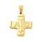 304 Stainless Steel Pendants, Cross with Chi Rho Charms, Ion Plating(IP), Golden, 23.5x20x2.5mm, Hole: 6.3x3.4mm