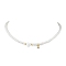 Brass Micro Pave Grade AAA Cubic Zirconia Letter Pendant Necklaces, Heart & Round Baking Painted Pearlized Glass Pearl Beaded Necklaces for Women, Letter X, 15.20 inch(38.6cm)