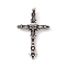 304 Stainless Steel Pendants, Cross with Skull, Antique Silver, 54.5x35x9mm, Hole: 5.5x3mm