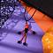 Halloween Theme Skeleton Glass Seed Beaded & Natural Black Onyx(Dyed & Heated) & Skull Dyed Synthetic Turquoise Pendant Necklaces, Waxed Cotton Cord Necklace for Women Men, Platinum, Orange Red, 17.60 inch(44.7cm)