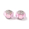 Acrylic Rhinestone Rondelle Beads, with Alloy & Glass, for Beadable Pens, Keychains and Jewelry, Antique Silver & Silver, Pink, 21.5x20x15mm, Hole: 2mm