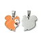 304 Stainless Steel Manual Polishing Charms, with Enamel and 201 Stainless Steel Clasp, Squirrel, Stainless Steel Color, 15x14.5x1.5mm, Hole: 3x5.5mm