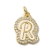 Brass Micro Pave Cubic Zirconia Pendants, Cadmium Free & Nickel Free & Lead Free, with Jump Rings, Real 18K Gold Plated, Letter R, 19x13x2mm, Hole: 3.8mm