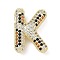 Brass Micro Pave Cubic Zirconia Pendants, Long-Lasting Plated, Rack Plating, Letter Charms, Real 18K Gold Plated, Letter K, 23x16x7.5mm, Hole: 5.2x3mm
