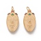 Brass Micro Pave Cubic Zirconia Pendants, Long-Lasting Plated, Sand Blast, with Jump Rings, Human Face, Real 18K Gold Plated, 23.7x11.7x5.7mm, Jump Ring: 5.3x0.8mm, 3.7mm Inner Diameter