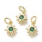 Brass Micro Pave Cubic Zirconia Pendants, with Jump Rings, Star, Real 18K Gold Plated, Dark Green, 10x8x2mm, Hole: 3.5mm