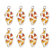 Alloy Enamel Pendants, Leaf with Ginkgo Leaf Pattern, Platinum, Colorful, 21.5x10x2mm, Hole: 2mm, 2pcs/Set