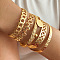 6Pcs 6 Styles Alloy Bangles, Stackable Bangle Set for Women, Golden, Diameter: 67~71mm