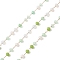 Handmade Glass Beaded Chains, Faceted, Unwelded, with 304 Stainless Steel Chains, Golden, Round, Dark Sea Green, 3x2.5mm