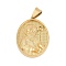 304 Stainless Steel Pendants, Oval with Saint Patrick Charm, Real 18K Gold Plated, 36x26x5.5mm, Hole: 8x4mm