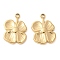 304 Stainless Steel Charms, Manual Polishing, Flower Charm, Ion Plating(IP), Golden, 14.5x10.5x2mm, Hole: 1.4mm