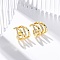 Rack Plating Brass Micro Pave Clear Cubic Zirconia Cuff Earrings, Lead Free & Cadmium Free, Multilayer, Real 18K Gold Plated, 11x12mm