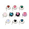 Heart with Crown Polymer Clay Rhinestone Tassel Dangle Beads, Pen Focal Beads, with Acrylic Rose & Glass Heart Cabochons, Mixed Color, 25x28x18mm, Hole: 1.8mm