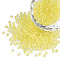 Glow in the Dark Luminous Transparent Glass Seed Beads, Round, Champagne Yellow, 3.5x1.6mm, Hole: 1mm, about 18200pcs/450g, 450g/bag