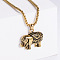 Cool Retro Stainless Steel Elephant Pendant Necklaces for Men, Golden
