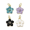 Brass Enamel Charms, Flower Charm, with Jump Ring, Rack Plating, Long-Lasting Plated, Lead Free & Cadmium Free, Real 18K Gold Plated, Mixed Color, 13x11x3mm, Hole: 3mm