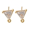 Brass Clear Cubic Zirconia Stud Earrings Finding for Women, Triangle, with Loop, Real 18K Gold Plated, 10x9mm, Hole: 1.2mm, Pin: 0.7x12mm