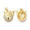 Brass Micro Pave Clear Cubic Zirconia Pendants, Cadmium Free & Lead Free, Cat Shape Charms, Real 16K Gold Plated, 19x16x7mm, Hole: 4x3.5mm