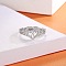 925 Sterling Silver Micro Pave Clear Cubic Zirconia Finger Rings for Women, Heart with Cross, Rhodium Plated, Platinum, US Size 9(18.9mm)