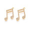 Brass Micro Pave Clear Cubic Zirconia Pendants, Musical Note, Nickel Free, Real 18K Gold Plated, 17x14x2mm, Hole: 1.2mm