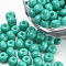 Baking Paint Glass Seed Beads, Round, Medium Turquoise, 4~4.5x3mm, Hole: 1~1.2mm, about 4500pcs/bag, about 450g/bag