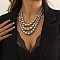CCB Multi Layer Geometric Metal Round Bead Necklaces, Platinum, 17.99 inch(45.7cm)