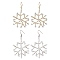 Glass Snowflake Dangle Earrings, with 304 Stainless Steel Earring Hooks, Golden & Stainless Steel Color, 60x45mm, 2pairs/set