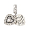 Rack Plating Alloy Crystal Rhinestone European Dangle Charms, Large Hole Heart Pendants with Black Enamel & ABS Imitation Pearl, Cadmium Free & Nickel Free & Lead Free, Platinum, 25mm, Hole: 5mm