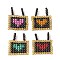 Handmade Loom Pattern Seed Beads, Japanese Seed Beads, Rectangle with Heart 2-Loop Pendant, Mixed Color, 21x19x2mm, Hole: 2mm