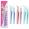 6Pcs 6 Colors Stainless Steel Tweezers, Bend Head, Mixed Color, 11.6x1cm, 1pc/color
