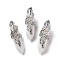 Opalite Pendants, with Platinum Tone Brass Findings, Cadmium Free & Lead Free, Double Terminal Pointed Bullet with Feather, 45~47.5x14~14.5x13~14mm, Hole: 8x5mm